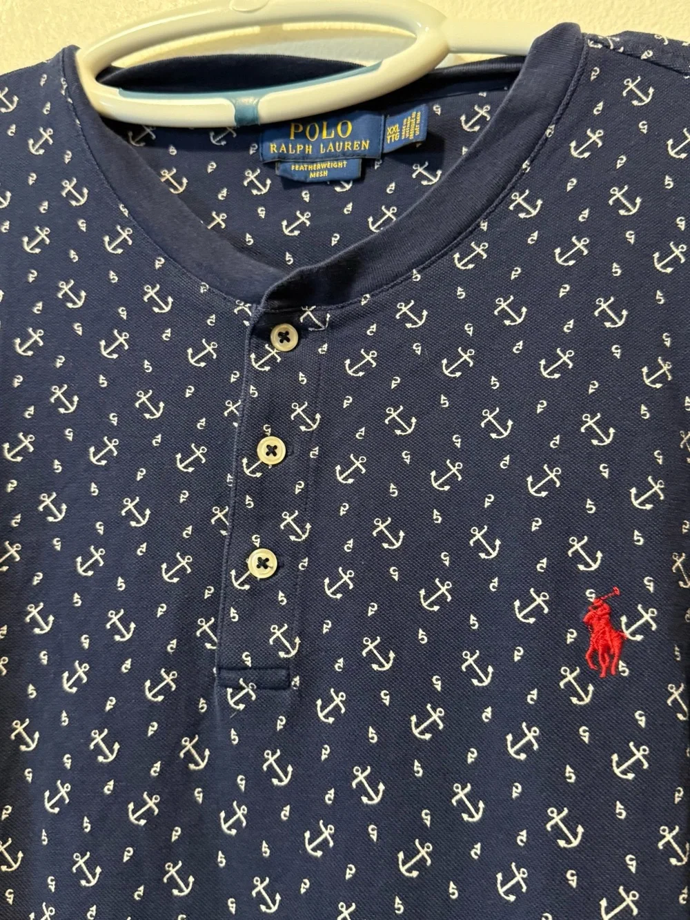 Polo by Ralph Lauren Men’s Navy Henley White Anchor Print and Red Polo‎ Pony XXL